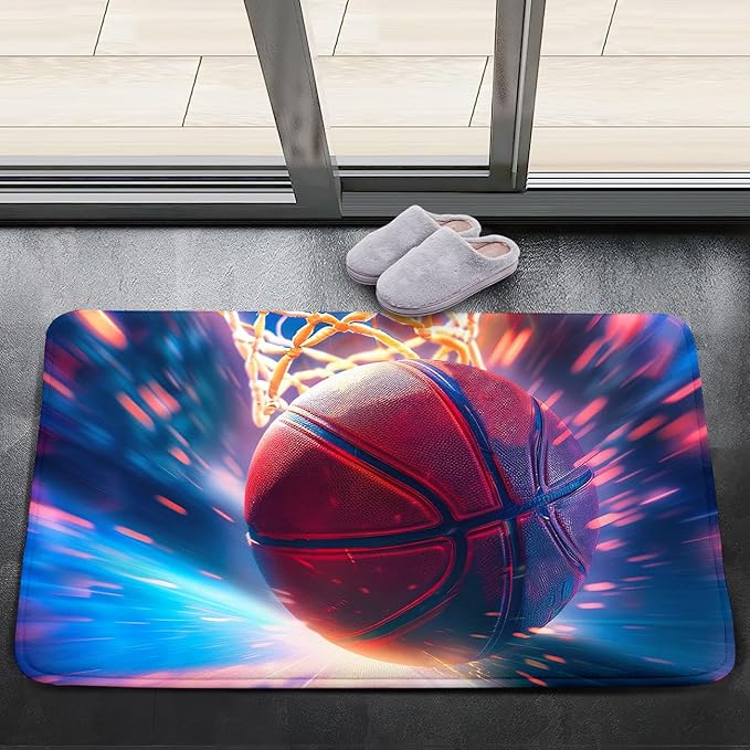 Basketball Rug for Boys Bedroom - Sports Rugs for Boys Bedroom, Sports Themed Carpet for Teens Kids Basketball Carpet for Living Room Floor Mat, Blue, 2x3 Feet