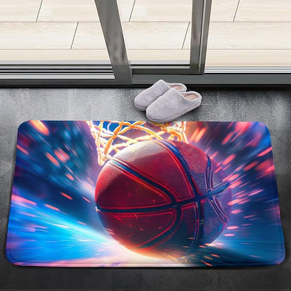 Basketball Rug for Boys Bedroom - Sports Rugs for Boys Bedroom, Sports Themed Carpet for Teens Kids Basketball Carpet for Living Room Floor Mat, Blue, 2x3 Feet