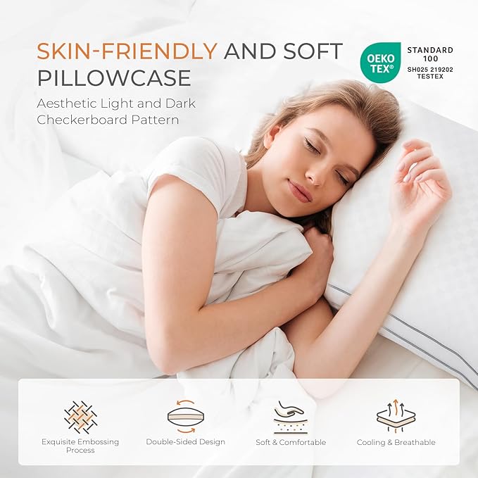 SweetNight Bed Pillows Standard Size Set of 2, Fluffy Luxury Hotel Collection Gusseted Pillows for Neck and Shoulder, Side Back Stomach Sleeper Pillow, Cozy Night 18"X24"
