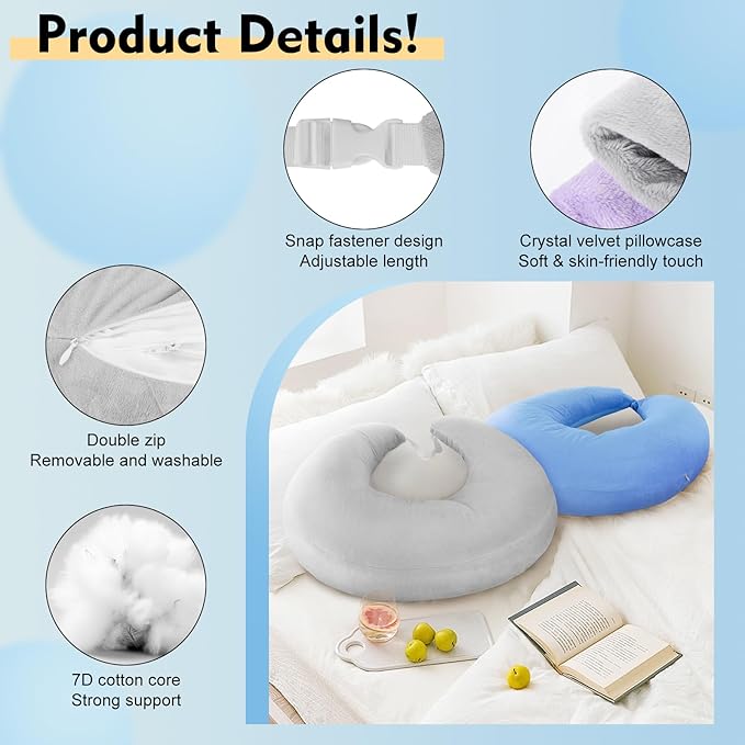 Gaming Pillow Arm Support Pillow for Bed & Sofa: Ergonomic U-Shaped Lap Pillow with Elbow Rest for Adults & Kids - Reduces Arm Pain & Fatigue During Gaming, Reading, Working & Crocheting