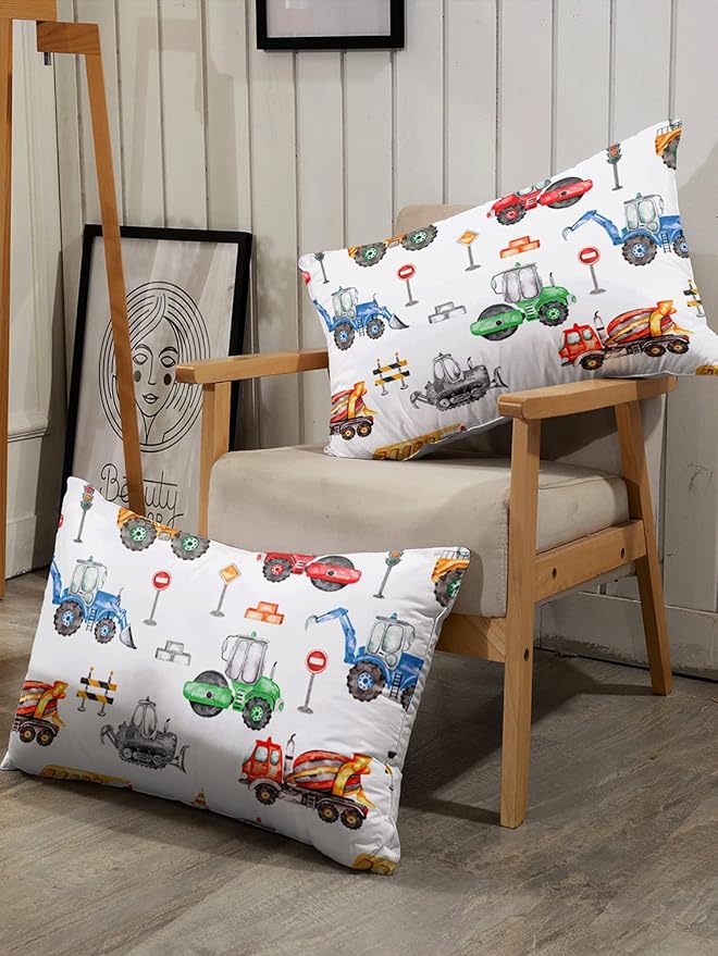 CVHOUSE Excavactor Bedding King Size,Construction Set for Boys Kids Teens,Truck Comforter Cover Soft,1 Duvet 2 Pillowcases 3 Piece,Boy's Bedroom Decor, King 90'x102'