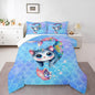 Feelyou Rainbow Cartoon Cat Bed Sheet Set Colorful Mermaid Comforter Set for Kids Boys Girls Teens Room Decor Blue Mermaid Scales Bedding Set Set Ocean Gradient Bed Cover 3Pcs Full Size Boys