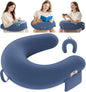 Crochet & Reading Pillow for Lap Support, Gaming Lap Support Pillow, Knitting Pillow on Bed/Sofa, Large Ergonomic Gaming Pillow for Arm Rest, Couch & Reading/Crocheting, Dark Blue
