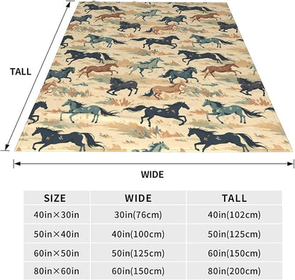 Horse Blanket Animal Grass Pattern Print Flannel Throw Blankets for Home Couch Bed Sofa Soft Fuzzy Lightweight Decor Gifts for All Season 50x40 Inches