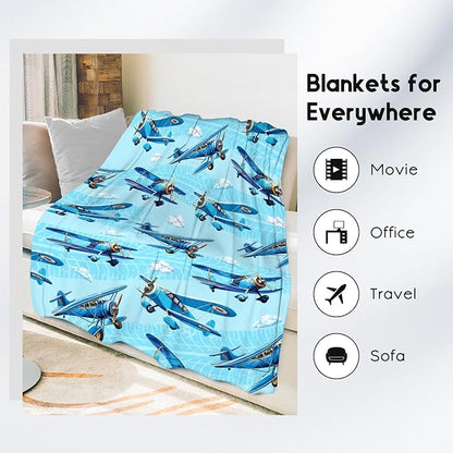 Blanket for Kids Airplane Gifts for Boys - Soft Warm Fleece Small Throws for Toddler (40"x50")