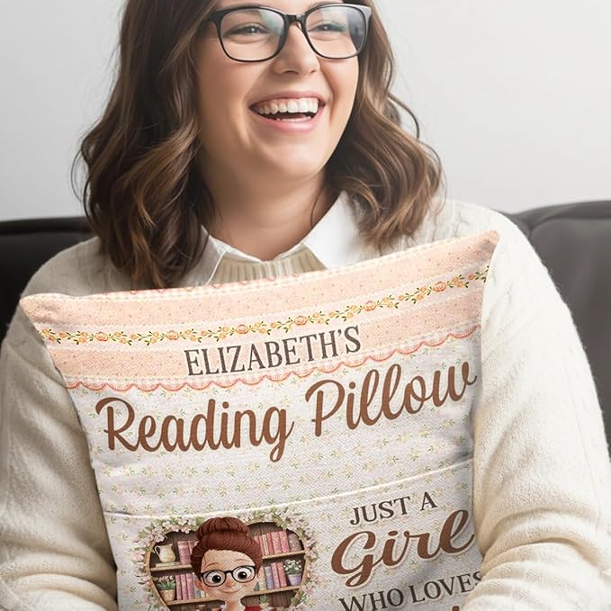 Pawfect House Custom Pocket Pillow (Insert Included), Personalized Bookish Gifts for Book Lovers, Bookworms, Readers, Chapters of Happiness, Throw Pillows for Book Lovers Gifts, Bedroom Decoration