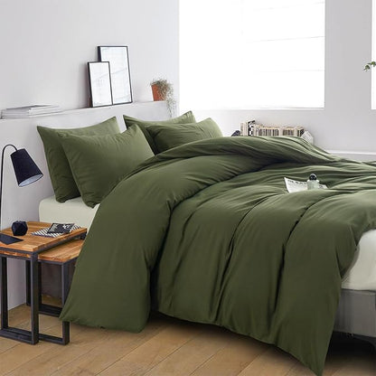 Jane yre Green Duvet Cover King 100% Brushed Microfiber 3 Pieces Duvet Cover King Green 1 Duvet Cover +2 Pillowcases with Zipper Closure Luxury Soft Breathable Comfy