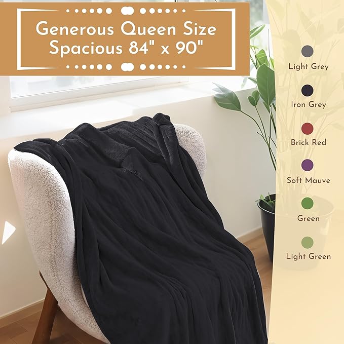 Electric Heated Blanket 84"x90" Queen Size Microplush Cover Blanket, 5 Heat Settings & 10 Hours Auto Off, Cozy & Warm for All Night, Machine Washable, Dark Grey