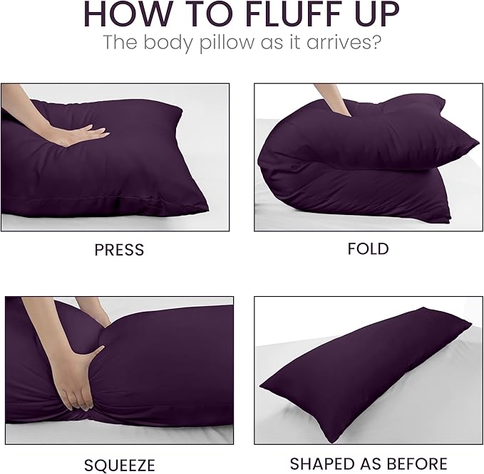 Utopia Bedding Full Body Pillow for Adults (Purple, 20 x 54 Inch), Long Pillow Insert for Sleeping, Ideal for Side Sleepers