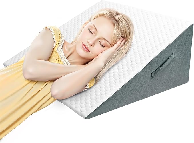 Bed Wedge Pillow for Sleeping, Adjustable Wedge Pillow Set for After Surgery, Elevated Triangle Pillow for Acid Reflux and Back Pain Relief, Post Surgery, Snoring, Back Suppor (White/Gray-02)