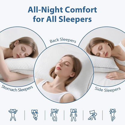 JOLLYVOGUE King Size Pillows, Oeko-Tex Certified Bed Pillows for Side, Back, and Stomach Sleepers - Medium Support Down Alternative Filling, Machine-Washable