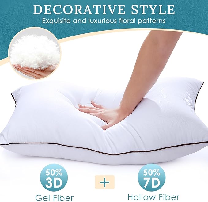 HUXMEYSON Pillows Standard Size Set of 2, Luxury Hotel Bed Pillows Set with Down Alternative Filling for Side and Back Sleepers