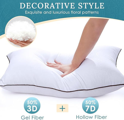 HUXMEYSON Pillows Standard Size Set of 2, Luxury Hotel Bed Pillows Set with Down Alternative Filling for Side and Back Sleepers