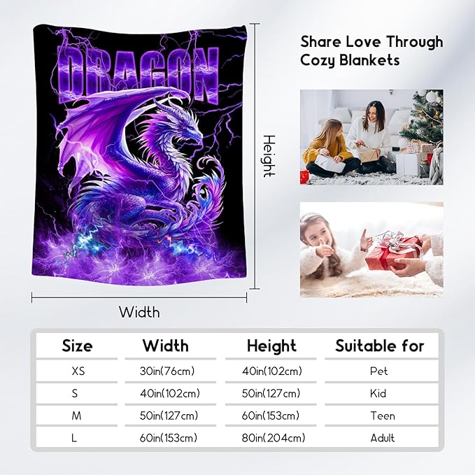 Kids Blanket Dragon Blankets Gifts for Boys Girls, 40"x50" Fleece Soft Cozy Toddler Throw for Couch Sofa