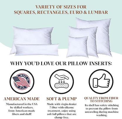 Pillowflex Synthetic Down Pillow Insert - 18x22 Down Alternative Pillow, Ultra Soft, Large Rectangle, Lumbar, Back, Neck, Sleeping Pillow - 1 Decorative Pillow Form