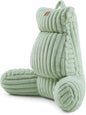 Amélie Home Faux Fur Reading Pillow with Pocket for Sitting in Bed, Adult Backrest Bed Pillow with Washable Cover for Lounging, Study & Relaxing, Sage Green 25 inches