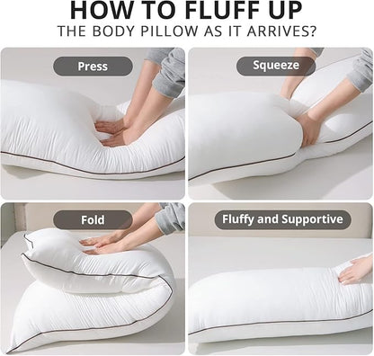 HUXMEYSON Body Pillow with Satin Pillowcase, Body Pillow for Adults, Removable Cover, Black (20"x54")