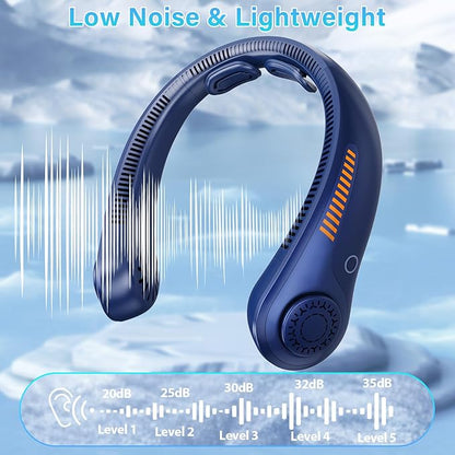 Portable Neck Fan - Rechargeable Personal Fan with Neck Brace, 5 Speeds, All-Around Cooling, Hands-Free Bladeless Lightweight Quiet Neck Fans That Blow Cold Air Gift for Women/Men, Hot Flashes, Travel