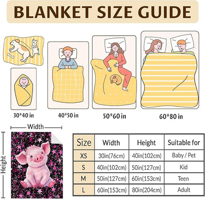 Pig Blanket Kids Blankets for Girls 1-3 Gift for Daughter Granddaughter, Pink Cozy 40 x 30 Inches Flannel Throws for Bed Living Room Chair