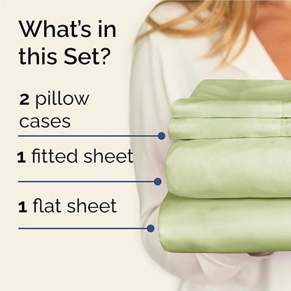 Twin XL 4 Piece Sheet Set - Comfy Breathable & Cooling - Ultra Soft Hotel Luxury Bedding Set w/ 8-16 Inch Deep Pockets - 1 Flat & 1 Fitted Sheet & 2 Pillowcases - Wrinkle Free & Easy Care - Light Sage