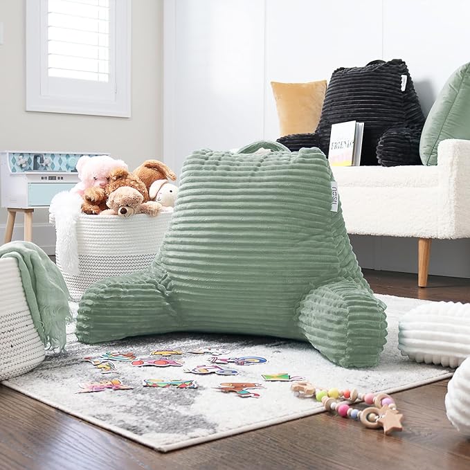 Hearth & Harbor Reading Pillow for Bed Adult – Back Pillow for Sitting in Bed, Standard Bed Pillows for Sitting Up in Bed, Foam Bed Chair Pillow, Sage Green Bed Rest Pillow