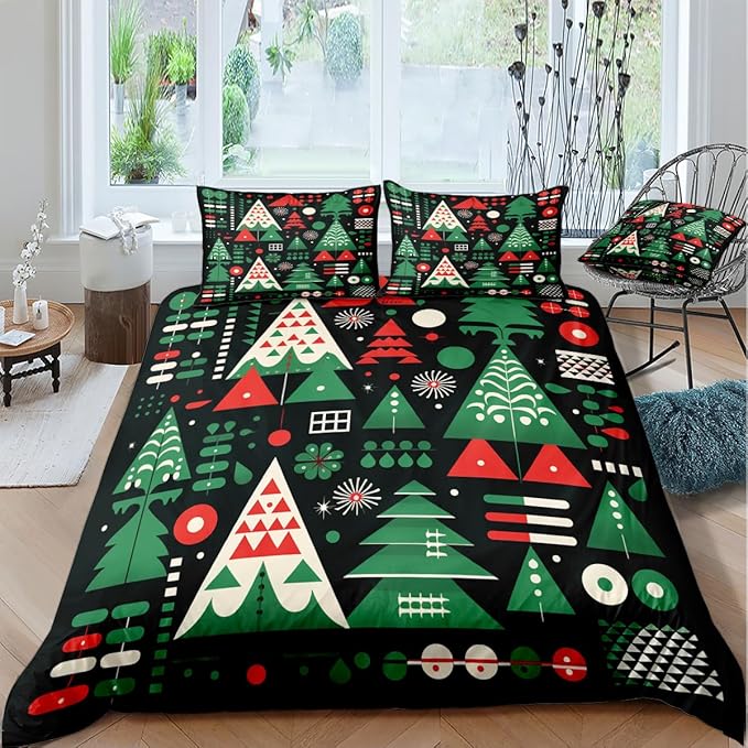 Christmas Duvet Cover Bedding Sets King Size for Kids Girls Teens, Christmas Petal Country Bedding Décor, 1 Duvet Cover and 2 Pillow Shams - 104x90 inches