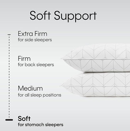 Calvin Klein Herringbone Print 20" x 36" King Size Set of 2 Bed Pillows for Sleeping, White