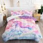 Kid Unicorn Comforter Set Twin Size 3Pcs Pink Galaxy Bedding Set Glitter Star Cloud Love Quilt Bed Set for Boys Girls with 1 Comforter and 2 Pillowcases