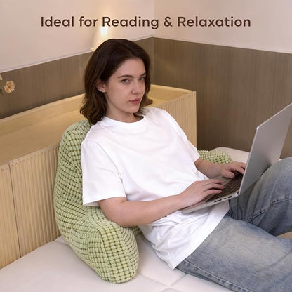 NOONTIDE Reading Pillow with Top Handle,Uniquely Designed Soft Fabric, Ergonomic Back Support for Bed,Cover Washable Sit up Pillow,Watching TV/Gaming/Relaxing(Green)