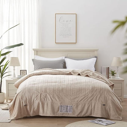 Westinghouse Electric Blanket Twin Size, Super Cozy Soft Flannel 62"" x 84"" Heated Blanket with 10 Fast Heating Levels & 1-12 Auto-Off, Machine Washable, ETL&FCC Certification, Beige