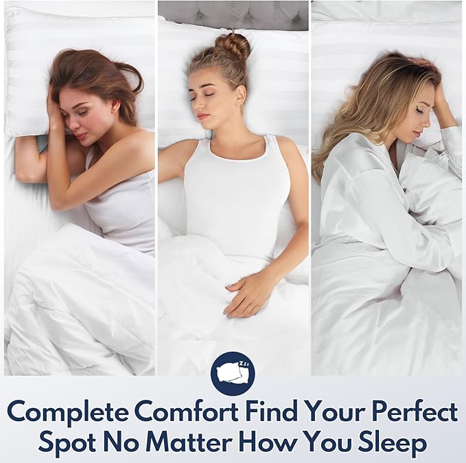 DIORIS Pillows Queen Size Set of 2 - Luxury Hotel Collection Bed Pillows for Sleeping, Supportive Fluffy Down Alternative Microfiber Filled for Back, Stomach Sleepers, Breathable & Skin-Friendly