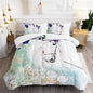 Floral Kid Galloping Horse Comforter Set Full Animal Theme Handsome Horse Bedding Set Decorated with Green and Gold Leaves for Boys Girls Adult, 1 Comforter + 2 Pillowcases