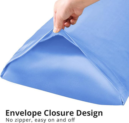 HUXMEYSON Body Pillow with Satin Pillowcase, Body Pillow for Adults, Removable Cover, Light Blue (20"x54")