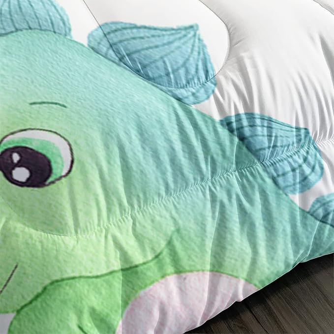 CVHOUSE Dinosaur Comforter Set - Microfiber Quilt Set with 1 Comforter and 2 Pillow Cases - 3 Piece