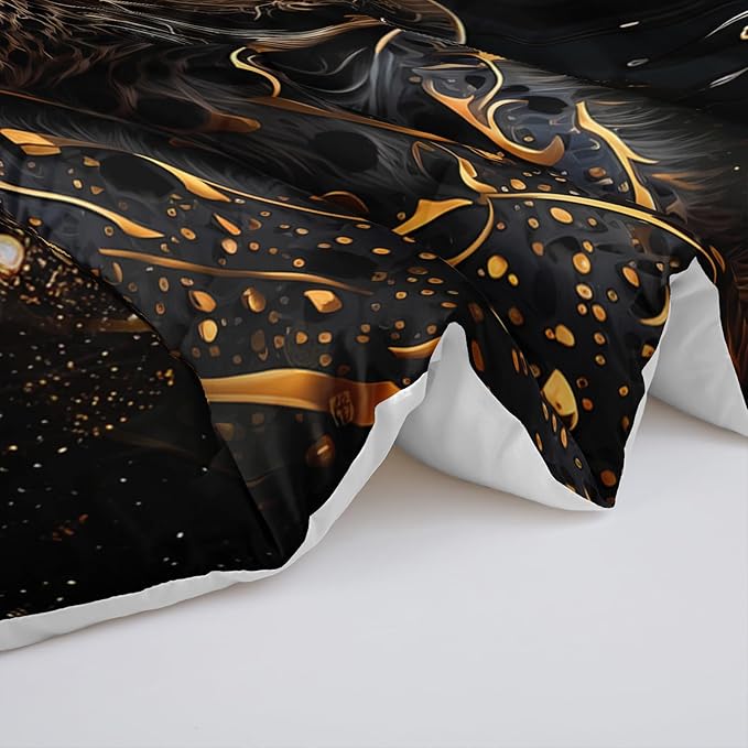 Wild Tiger Comforter Set Queen Size, 3D Black Cheetah Lover Bedding Set for Mens Adults and Teens, 3 Pieces Wild Animal Comforter Set for Room Decor, 1 Quilt and 2 Pillow Shams