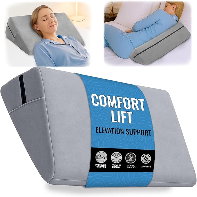 sokoro Bed Wedge Pillow for Sleep Apnea, GERD Acid Reflux Snoring Relief, Pregnancy Side Sleeper Pillow for Adults Seniors Neck Pain Back Sleeping, Leg Elevation Pillows for After Surgery Gifts, Grey