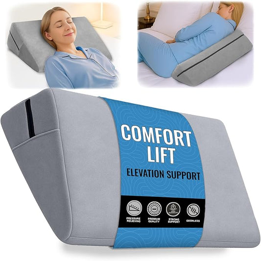 sokoro Bed Wedge Pillow for Sleep Apnea, GERD Acid Reflux Snoring Relief, Pregnancy Side Sleeper Pillow for Adults Seniors Neck Pain Back Sleeping, Leg Elevation Pillows for After Surgery Gifts, Grey