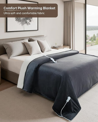 Electric Heated Blanket Full Size, Washable Blanket Warmer for Home for Adults, Fast Heating Super Cozy Soft Flannel 72" x 84", 9 Heat Levels, 1-9H Auto-Off, ETL Certified, Slate Gray