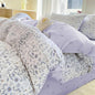 Purple Floral Duvet Cover Queen Size Botanical Aesthetic Garden Style Bedding Set with Yellow Flower 3 Pcs Kids Boys Girls Women Soft Breathable Reversible Comforter Cover