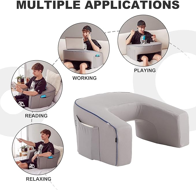 Reading Pillow, Ergonomic Lap Desk, Book Pillow for Reading in Bed, Arm Rest for Couch, Lap Pillow, Reading Cushion, Gaming Pillow, Arm Pillows for Adults