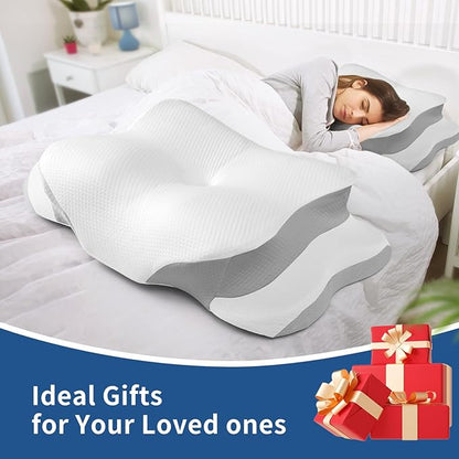 Cervical Neck Pillow for Pain Relief - Memory Foam Cooling Pillow for Side Sleepers, Adjustable Orthopedic Pillow with Removable Breathable Cover, Neck Support Pillow for Adults