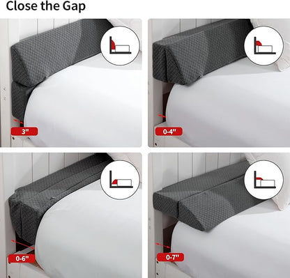 MABOZOO Pillow Wedge for Headboard Gap,Grey Bed Wedge Gap Filler King Size,Foldable Bed Wedge Pillow for Headboard,Foam Mattress Gap Filler,76"x6"x6"
