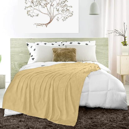 Avalon Bedding 100% Cotton Blankets Queen Size Thermal Blanket (90"x90") - Perfect Cotton Blanket Queen Size for Layering Bed in Any Season - Cotton Blankets for Bed (Beige)