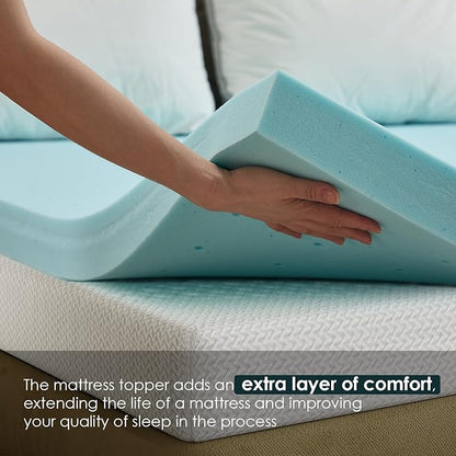 FDW | 8" Full Mattress + 2" Cooling Mattress Topper | Gel Memory Foam | Medium Firm Feel | White | with Washable Cover for Cool Sleep and Pressure Relief | Bed in a Box, CertiPUR-US Certified