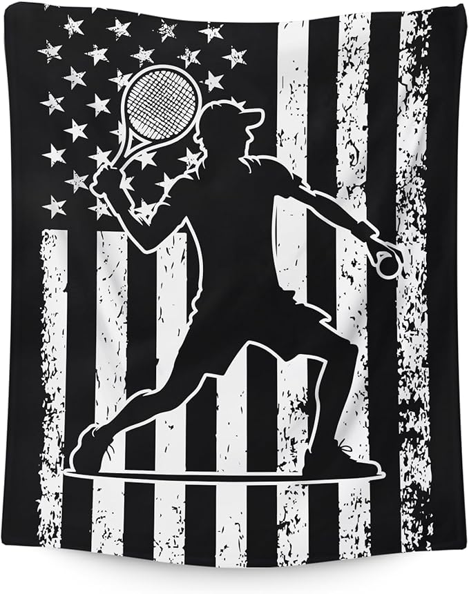 Blanket for Kids Teens Adults Tennis Lovers Gifts, 80x60 Inches Twin Size Soft Lightweight Flannel Throw Blankets for Bedroom Home Decor