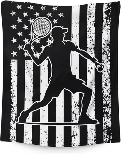 Kids Boys Blanket for Tennis Lovers, 50x40 Inches Small Soft Cozy Fuzzy Tennis Blankets Cool Throws Gifts Decor for Travel Camp Office