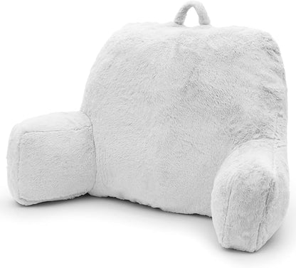 Reading Pillow Large Bed Pillow,Backrest Pillow with Arms, Back Support Pillow for Sitting Up in Bed, Couch for Lounging Bedrest,White