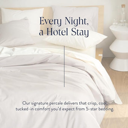 Brooklinen Luxury Percale Duvet Cover – 100% Cotton, Cool, Crisp, Extra-Long Corner Ties, Button Closure, Soft & Breathable – Machine Washable, Duvet Cover King/California King Bed Sizes (Pebble)