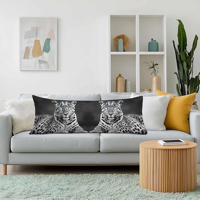 Body Pillow Covers Leopard Body Pillowcase 20"X54", American Jaguar Couch Body Pillow Cases for Home Bedroom, Outdoor Body Cushion Cover for Men Women White Black