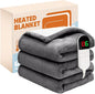 Electric Heated Blanket,Flannel & Sherpa Heated Throw Blanket 50"x60",Fast Heating Soft Fleece Blanket with 6 Heating Levels & 4H Auto Off-Light Grey